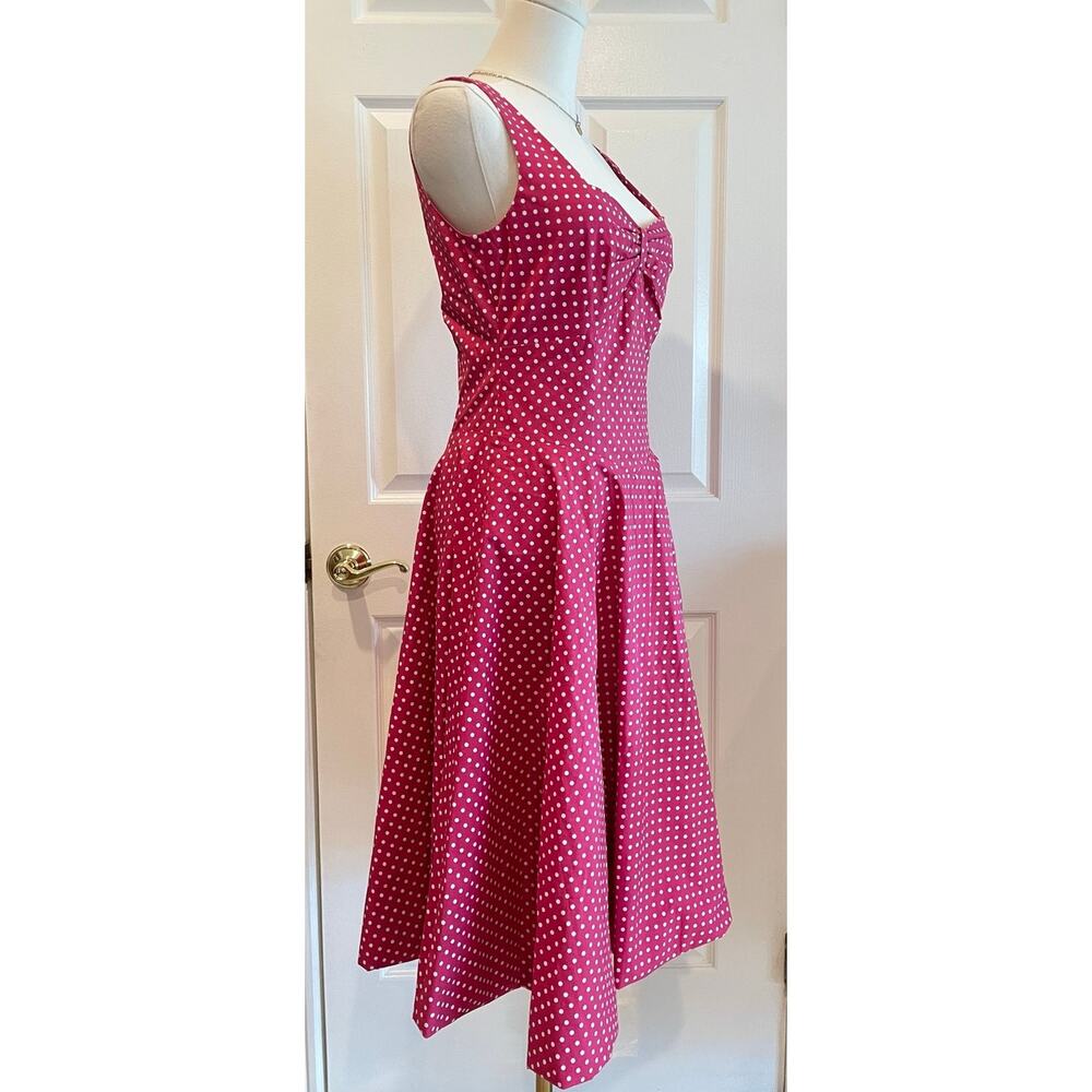 Vintage 50s Style Pink Polka Dot Swing Rockabilly Dress Sweetheart Neckline Sz 6 - Picture 3 of 8